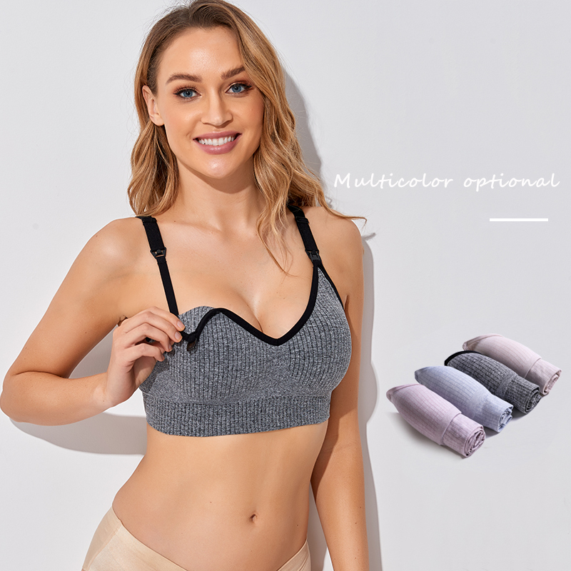 Wholesale Pregnant Women Wireless Upper Open Button Breastfeeding Seamless Maternity Bra