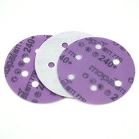 Ücretsiz Numune OEM Özelleştirilmiş-125mm Delikli Seramik Alümina Yüksek Sertlikte Aşındırıcı Disk PET Film Destekli Mor Renk Yüksek Hızlı
