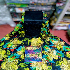 Dirac Fransawi noir à motifs floraux avec jacquard doré multicolore, tissu de luxe pour mariage et fêtes somaliennes - Product Image 1