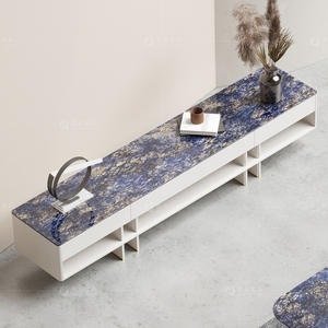 Mueble de <span class=keywords><strong>TV</strong></span> de acero inoxidable de lujo superior de mármol con pintura de madera personalizada de fábrica, aparador para hotel/hogar/Villa/apartamento - Product Image 1