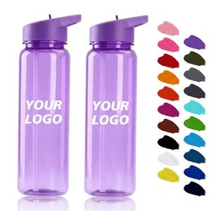 Botella de Agua Deportiva de Plástico de 24 oz con Logotipo Personalizado, con Pajita, Libre de BPA, Reutilizable, con Tapa Abatible, Botella para Gimnasio, para Promoción - Product Image 1