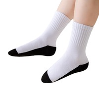 Chaussettes mi-hautes pour enfants, printemps-automne, sport, garçons, étudiants, semelles noires, blanches, chaussettes scolair