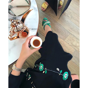 2025 thiết kế mới mở abaya Đen Arabic sang trọng thủ công ngọc trai thêu mở abaya - Product Image 4