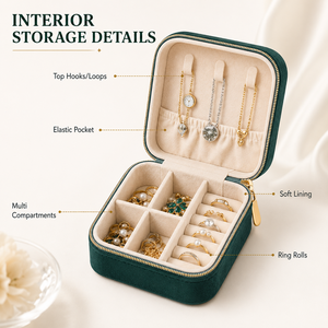 Custom Velvet Zipper Jewelry <b>Box</b> Premium Storage Case for Jewelry Brands Gift Packaging and Retail Stores - Product Image 3