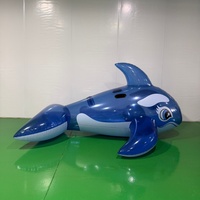 Juguete Inflable de Vinilo PVC Suave con Forma de Animal, Orca Azul Transparente y Ballena Inflable SPH con 2 Asas
