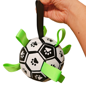 [Toprate] 32-Panel Genähter Interaktiver Haustierball, Ungiftiges PU, Nylonriemen, Glocke Innen, Leicht zu Reinigen, für Hunde und Katzen - Product Image 2