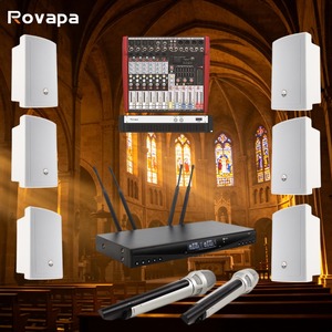 Sistema de Audio Profesional para Iglesia, 6 Altavoces de Pared, Micrófono Inalámbrico de Diadema, Amplificador, Mezclador, Culto Cristiano - Product Image 1