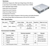 Alimentation à découpage 3600W 300A, entrée CA 200-300V, sortie simple pour l'industrie, fréquence 50/60Hz, tension 15V, modèle AP270 High