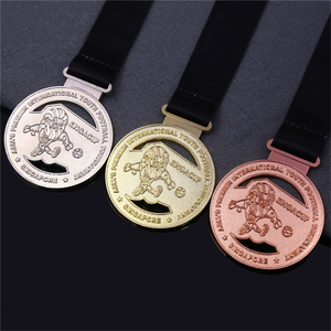 Medallas deportivas de tenis de mesa, accesorio de <span class=keywords><strong>metal</strong></span> fundido a medida, competición, oro, con cinta - Product Image 4