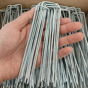 6 inch U-Type Garden Landscape Staples Galvanized Pins Lawn Stakes for Weed Barrier Ground Cover