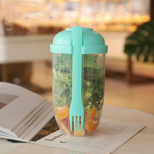 <span class=keywords><strong>2022</strong></span> vente chaude 1000ml 32 oz grande capacité garder en forme légumes fruits Shaker bouteille avec fourchette Sauce conteneur salade tasse - Product Image 4