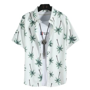 เสื้อเชิ้ตแขนสั้นพิมพ์ลายตัวอักษรสี่ด้านของผู้ชายเครื่องแต่งกายลำลองทรงหลวมแฟชั่นญี่ปุ่นสำหรับฤดูร้อน - Product Image 5