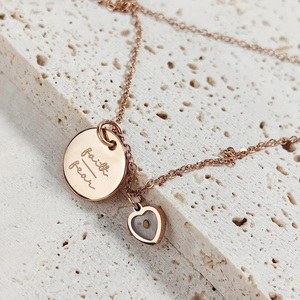 Venta al por mayor <span class=keywords><strong>de</strong></span> acero inoxidable mostaza semilla colgante collares chapado en oro Rosa Fe sobre el miedo cristiano encanto Collar para regalo - Product Image 3