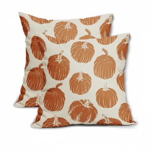 ปลอกหมอนอิงลายพิมพ์ฤดูใบไม้ร่วง สีส้มไหม้ ลายฟักทอง ขนาด 18x18 นิ้ว ชุด 2 ชิ้น สำหรับตกแต่งวันขอบคุณพระเจ้า ตกแต่งบ้านสไตล์ฟาร์มเฮาส์ ปลอกหมอนอิงสำหรับตกแต่งภายนอก - Product Image 2