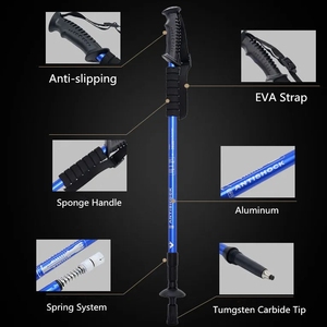 Bâtons <span class=keywords><strong>de</strong></span> trekking 3 sections haute qualité polyvalent en alliage d'<span class=keywords><strong>aluminium</strong></span> <span class=keywords><strong>carbone</strong></span> Trekking poignée droite bâtons télescopique <span class=keywords><strong>randonnée</strong></span> - Product Image 2