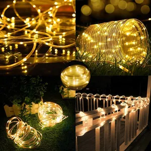 Solar Waterproof Tube LED Christmas Decorative Multi Color Rope String Lights Outdoor For Garden Patio Party Weddings Decor