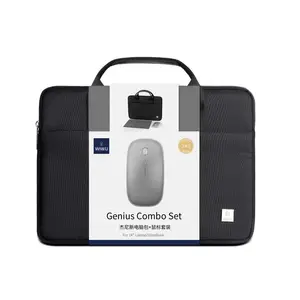 WiWU 3 in 1 Genius Combo setleri fare dolgu ile Laptop çantası su geçirmez Polyester dizüstü evrak çantası kablosuz fare Notebook çantası