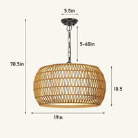 Transfrontalier pour Amazon Simple American Farmhouse E26 Suspension Style Bohème Tissé À La Main Rotin Taille Moyenne Suspendue