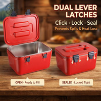 Baril isotherme carré grande capacité, 3 tailles (10L, 20L, 30L), rouge ou vert, avec fermeture à boucle et poignée supérieure, pour usage domestique, restaurant et familial