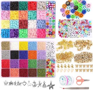 Lot de perles plates en argile polymère colorées, idéales pour la fabrication de colliers et bracelets DIY, en boîte – Vente en gros - Product Image 3
