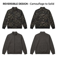 Sweat-shirt à capuche zippé réversible camouflage pour homme, 450 GSM, streetwear épais, double face, gris anthracite uni, coupe ample