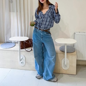 Camisa a cuadros azul otoño Blusa con botones <span class=keywords><strong>de</strong></span> algodón <span class=keywords><strong>de</strong></span> gran tamaño OEM mujer Vintage personalizado patrón a cuadros <span class=keywords><strong>tela</strong></span> <span class=keywords><strong>de</strong></span> <span class=keywords><strong>franela</strong></span> <span class=keywords><strong>de</strong></span> algodón - Product Image 3