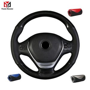 Mode sport fibre de carbone cousu <span class=keywords><strong>à</strong></span> la main couverture de volant voiture antidérapant <span class=keywords><strong>cuir</strong></span> tresse <span class=keywords><strong>pour</strong></span> volant SF140 - Product Image 1
