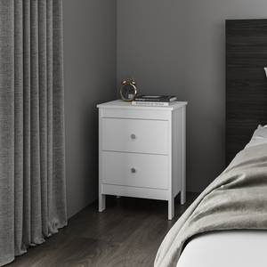 Comodino Schaefferstown bianco con cassetto portaoggetti per camera da letto - Product Image 1