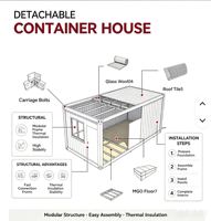 Maison conteneur préfabriquée en acier en kit, démontable, portable, modulaire, pour extérieur, vente en gros