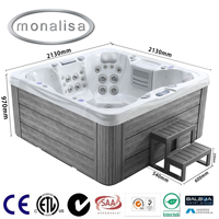 Spa extérieur de luxe à jets multi-niveaux - Bain à remous professionnel pour 7 personnes avec jets ciblés pour soulager les épaules, le dos et les jambes.