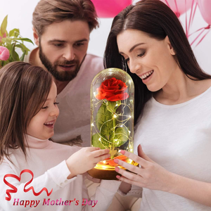 Rosa Eterna Artificial con Luz LED, La Bella y la Bestia en Cubierta de Cristal, Decoración Navideña para el Hogar, Regalo para el Día de la Madre, San Valentín, Año Nuevo - Product Image 5