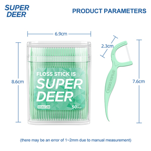 Superdeer Thanh Niên tươi xỉa dính 50 cái/hộp PE nhựa uhmwpe răng Làm sạch chăm sóc răng miệng Nha Khoa xỉa PLA xử lý siêu xỉa - Product Image 5