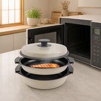Plat de cuisson multifonctionnel en pierre pour micro-ondes avec revêtement PTFE, idéal pour rôtir et cuire rapidement sans huile et sainement
