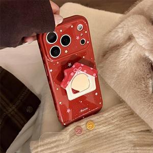 Funda con soporte de espejo para iPhone 17 Pro Max, edición de Año Nuevo, soporte rojo tipo cabaña, funda protectora completa suave a prueba de golpes - Product Image 2