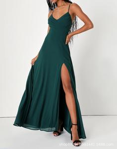 Vestido de dama de honor de gasa estilo europeo y americano, vestido largo, vestido de noche para fiesta de damas de honor para mujer - Product Image 4