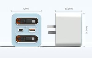 Convertisseur de charge rapide 20W YuHe Group avec câble rétractable USB-C USB-A Prise 2 broches - Product Image 6