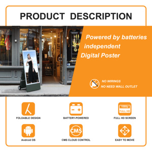 จอแสดงผลดิจิทัลแบบพกพา IP 65 ใช้พลังงานแบตเตอรี่ สำหรับโฆษณาภายนอกอาคาร ป้ายดิจิทัลเคลื่อนที่ได้ เหมาะสำหรับร้านค้า/ร้านอาหารฟาสต์ฟู้ด - Product Image 2