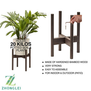 Usine de bambou Stand <span class=keywords><strong>Support</strong></span> De <span class=keywords><strong>Jardinière</strong></span> Marron Foncé Intérieur Extérieur avec Pot De Fleur Coaster <span class=keywords><strong>Réglable</strong></span> Largeur 8-12 Pouces - Product Image 4