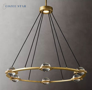 Cozee Eclatant Moderne LED Lustre En Cristal Laiton Anneau Pendentif Luminaire pour Salon Cuisine Îlot Comprend Projet - Product Image 1