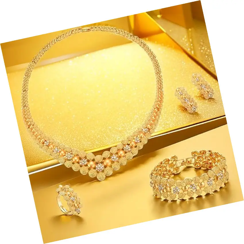 Chunky Beautiful New Gold Chain Design Dubai Jewelry Sets vergoldete Ohrringe und Anhänger-Halsband Set in Dubai mit Preis