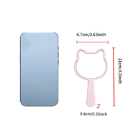Miroir de maquillage lumineux de bureau en forme d'oreilles de chat, HD, portable, pour retouches, cosmétique, mignon, pour femmes et filles