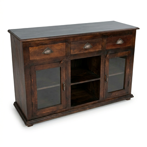 Aparador Moderno Vintage de Madera Maciza con 3 Cajones, Estilo Industrial Rústico, Mueble de Almacenamiento para Sala de Estar/Apartamento 4 - Product Image 1