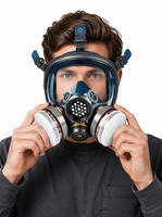Masque respiratoire intégral réutilisable et lavable CNstrong ST-S100-2, construction en caoutchouc à 3 couches, filtre à charbon actif pour produits chimiques