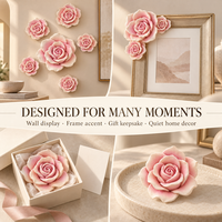 Rose artificielle élégante en argile faite à la main, dégradé rose, pétales doux, ton réaliste, détails réalistes pour la décoration de table à la maison