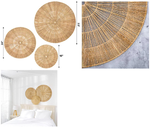 3 Sets Salon Chambre à coucher Naturel Tissé à la Main Seagrass Plat Rond Paniers Muraux Plaques <span class=keywords><strong>Osier</strong></span> Décoration <span class=keywords><strong>Murale</strong></span> - Product Image 3