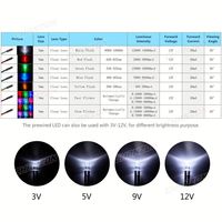 20pcs 5mm LED précâblée Diode électroluminescente DC 12V Clignotant Blanc Rouge Vert Bleu Jaune RGB Clignotant Pré Câblé Câble Lampe Ampoule