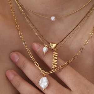 <span class=keywords><strong>Collana</strong></span> di Perle Personalizzata in Acciaio Inossidabile 18k con Ciondolo a Strati a Forma di Cuore con Charm 'MAMA' <span class=keywords><strong>Collana</strong></span> Raffinata da Indossare sulla Clavicola Regalo per la <span class=keywords><strong>Festa</strong></span> <span class=keywords><strong>della</strong></span> <span class=keywords><strong>Mamma</strong></span> - Product Image 2