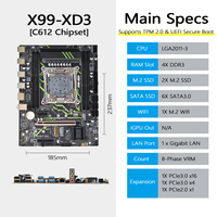 Placa Base PANDL X99-XD3 con WiFi y TPM2.0, Admite 4x DDR3 ECC RAM, 2x M.2 SSD, UEFI Secure Boot, Win11, Placa Base X99