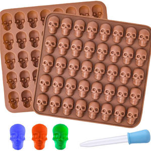 New Arrival Halloween Hot Selling Skull Silicone Mold, Chocolate & <b>Cake</b> Mold, Funny Head Gummy Candy Mold - Product Image 5
