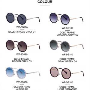 Lunettes de soleil rondes en métal pour hommes et femmes, monture fine en alliage, verres dégradés UV400, personnalisables avec logo, collection mode 2025 - Product Image 5